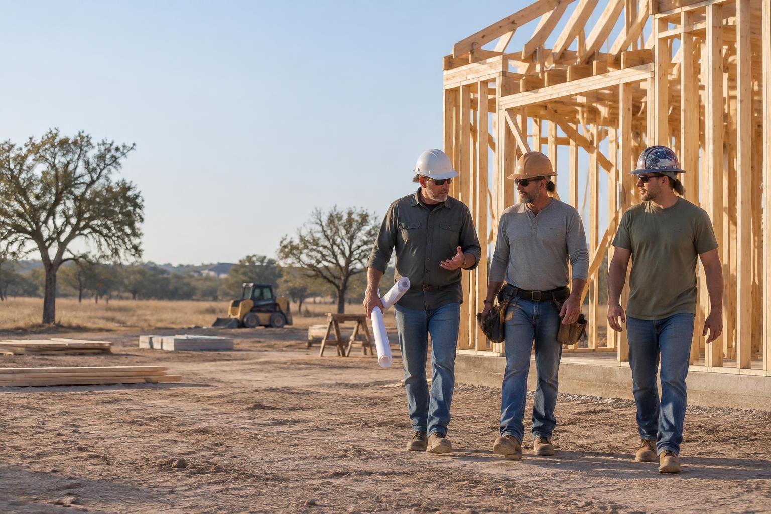Waylon and Boone construction crew walking an active North Texas jobsite