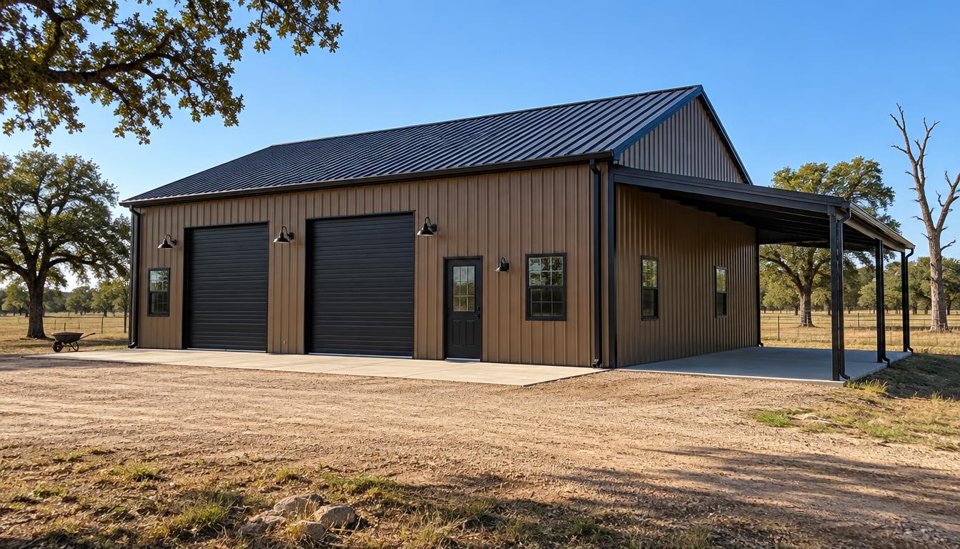 Custom backyard workshop framed and under construction in Weatherford, TX
